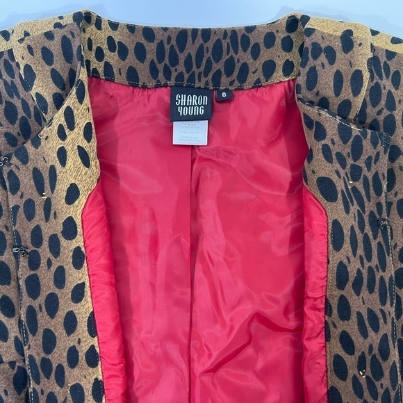 Sharon Young Open Front Leopard Print Cropped Jacket Womens size 6 - Picture 5 of 8